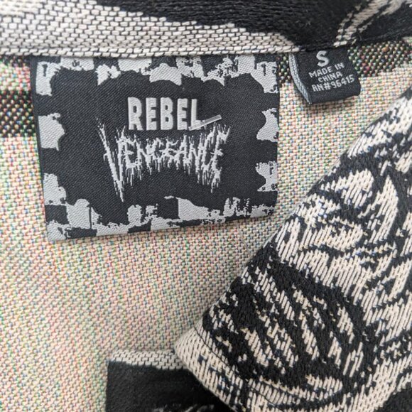 Rebel Vengeance Woven Mens Size S Skull Tapestry Shirt Jacket NWT - Picture 7 of 11